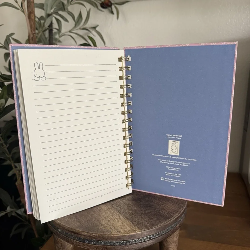 Miffy Flowers Pink Sakura Spiral Notebook 8.75